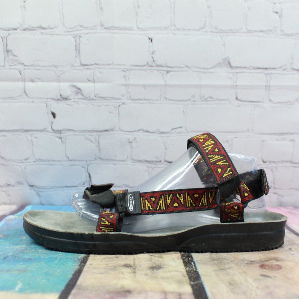 Lizard Red Black Printed Ankle Strap Athletic Hiking Sandals Size 46 US 12 - Picture 1 of 9